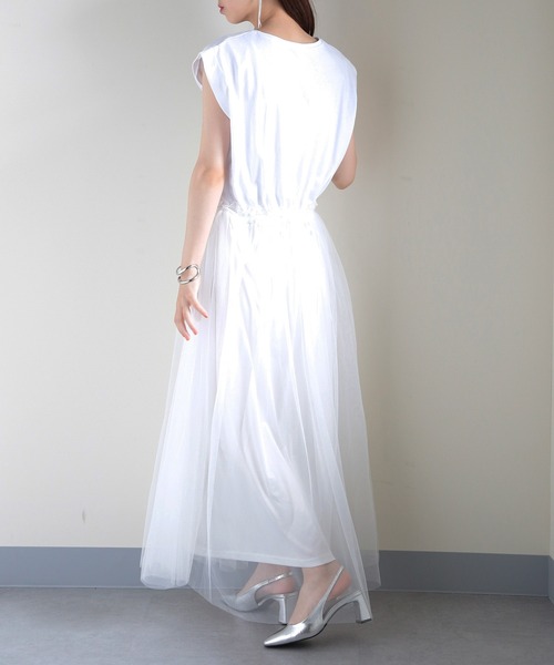 MAISON BREEZE（メゾンブリーズ）の「【MAISON BREEZE】天竺×チュールドッキングOP 224-567-2773 DTK（ワンピース・レディース・ホワイト/チャコールグレー/ブラック・FREE）」の8枚目の写真