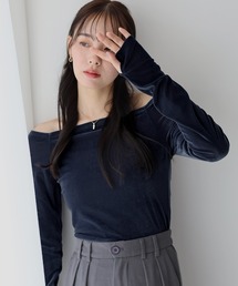 BLUEEAST | シアーベロアオフショルTシャツ(Tシャツ/カットソー)