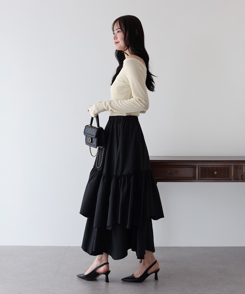 BLUEEAST(ブルーイースト)の「ベロアオフショルTシャツ(Tシャツ/カットソー・レディース・アイボリー/ブラック/ネイビー/モカ/ブラウン・MEDIUM)」の12枚目の写真