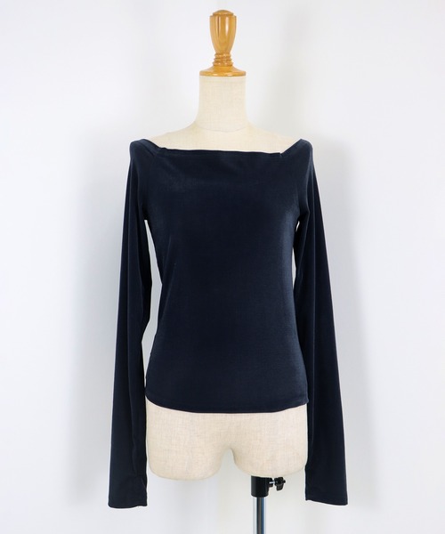 イタリア購入 ベイビーブルーお上品オフショルダー肩魅せカットソー イタリア購入 ベイビーブルーお上品オフショルダー肩魅せカットソー