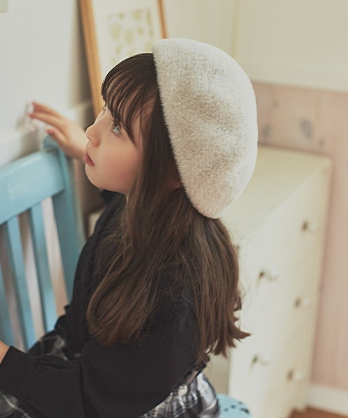 URBAN RESEARCH DOORS（アーバンリサーチドアーズ）の「ショートファーベレー帽(KIDS)（ハンチング/ベレー帽・キッズ・グレー系その他/ネイビー・ONE）」の2枚目の写真