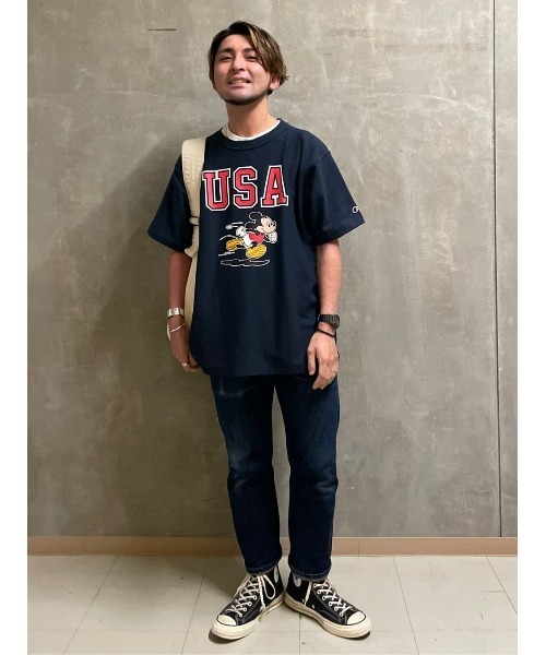 Champion（チャンピオン）の「Champion(チャンピオン)プリントリバースウィーブTシャツ（Tシャツ/カットソー・メンズ・ホワイト/ネイビー/グレー・M/L/XL）」の8枚目の写真