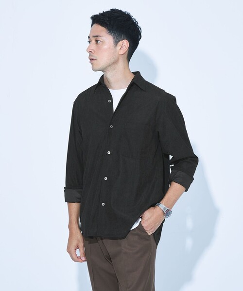 green label relaxing（グリーンレーベルリラクシング）の「【WEB限定】JUST fit コーデュロイ 長袖 シャツ（シャツ/ブラウス・メンズ・ネイビー/ブラック/ブラウン・S/M/L/XL）」の2枚目の写真
