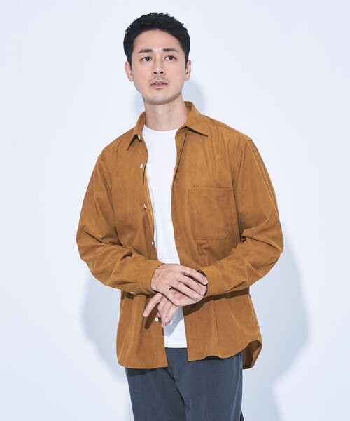green label relaxing（グリーンレーベルリラクシング）の「【WEB限定】JUST fit コーデュロイ 長袖 シャツ（シャツ/ブラウス・メンズ・ネイビー/ブラック/ブラウン・S/M/L/XL）」の11枚目の写真