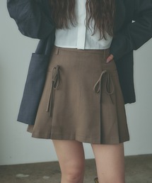 Ribbon Mini pleated Skirt / リボンデザイン プリーツミニスカート