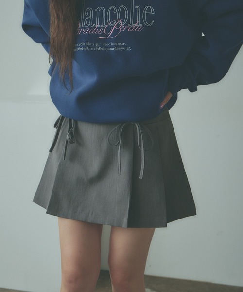 AO2（アオズ）の「Ribbon Mini pleated Skirt / リボンデザイン プリーツミニスカート（スカート・レディース・カーキブラウン/ブラック/グレー・FREE）」の18枚目の写真