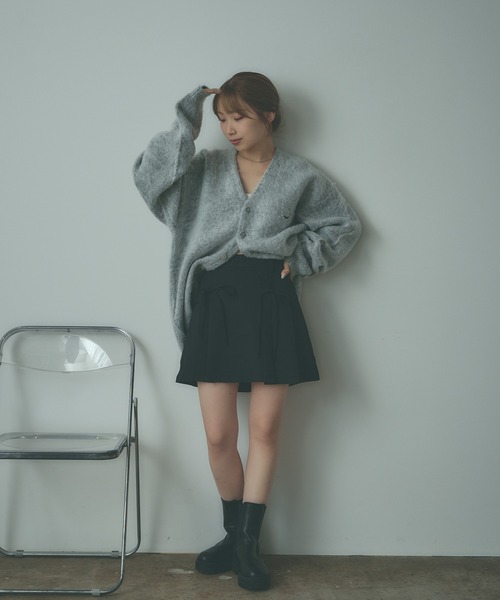 AO2（アオズ）の「Ribbon Mini pleated Skirt / リボンデザイン プリーツミニスカート（スカート・レディース・カーキブラウン/ブラック/グレー・FREE）」の14枚目の写真