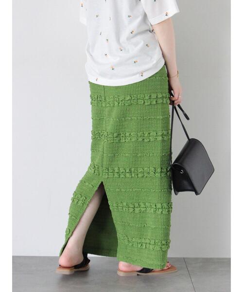 ehka sopo(エヘカソポ)の「ポコポコナロースカート(スカート・レディース・ブラック/グリーン/キナリ・F)」の3枚目の写真