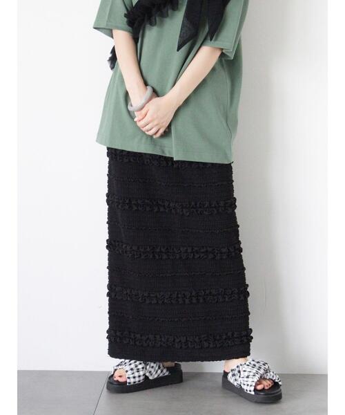 ehka sopo(エヘカソポ)の「ポコポコナロースカート(スカート・レディース・ブラック/グリーン/キナリ・F)」の2枚目の写真