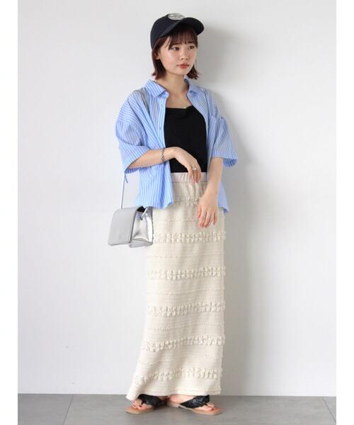 ehka sopo(エヘカソポ)の「ポコポコナロースカート(スカート・レディース・ブラック/グリーン/キナリ・F)」の18枚目の写真