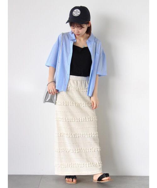 ehka sopo(エヘカソポ)の「ポコポコナロースカート(スカート・レディース・ブラック/グリーン/キナリ・F)」の17枚目の写真