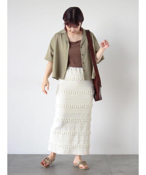 ehka sopo(エヘカソポ)の「ポコポコナロースカート(スカート・レディース・ブラック/グリーン/キナリ・F)」の14枚目の写真