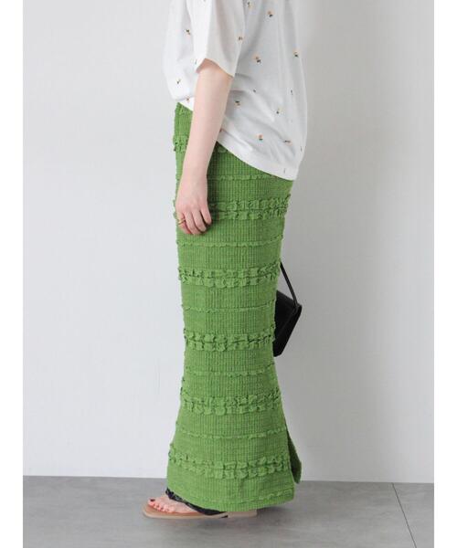 ehka sopo(エヘカソポ)の「ポコポコナロースカート(スカート・レディース・ブラック/グリーン/キナリ・F)」の9枚目の写真