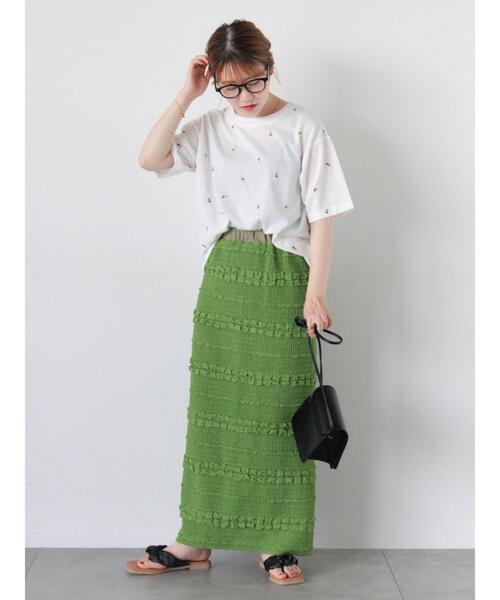 ehka sopo(エヘカソポ)の「ポコポコナロースカート(スカート・レディース・ブラック/グリーン/キナリ・F)」の8枚目の写真