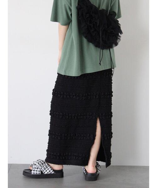 ehka sopo(エヘカソポ)の「ポコポコナロースカート(スカート・レディース・ブラック/グリーン/キナリ・F)」の4枚目の写真