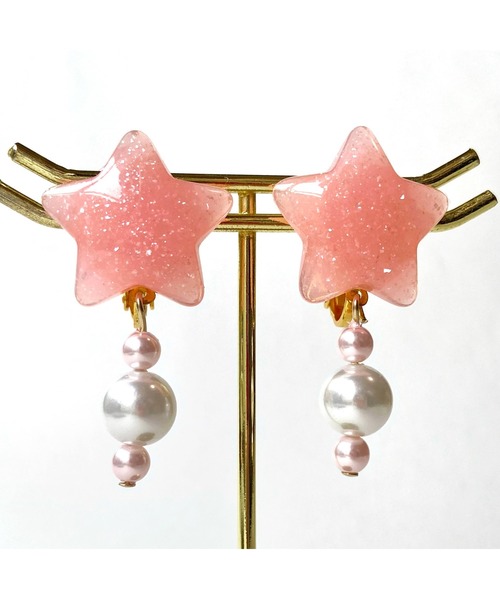 tone(トーン)の「【MUURABBTI】ミルキー星のゆめかわパールイヤリング(MA)(イヤリング・レディース・パープル/イエロー/グリーン/ピンク・FREE)」の1枚目の写真