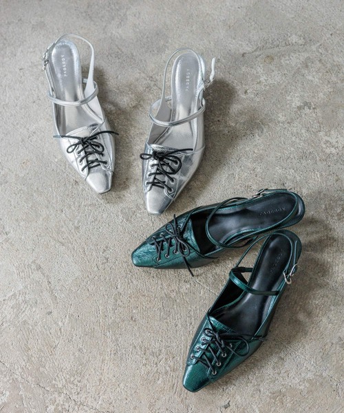 PAGEBOY(ページボーイ)の「レースアップミュール(パンプス・レディース・ダークグリーン/シルバー・MEDIUM/LARGE)」の18枚目の写真