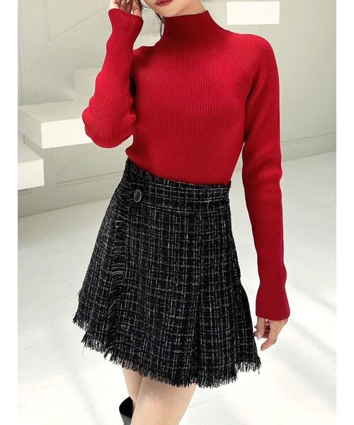 RESEXXY(リゼクシー)の「ハイネックベーシックニットトップス(ニット/セーター・レディース・チャコールグレー/ブラック/ラベンダー/ベージュ/ホワイト/レッド・FREE)」の6枚目の写真