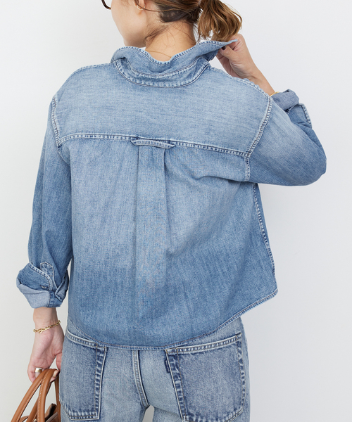 Citizens of humanity（シチズンズオブヒューマニティー）の「【CITIZENS OF HUMANITY/シチズンズ オブ ヒューマニティー】CROPPED DENIM SHIRT（シャツ/ブラウス・レディース・ブルー・FREE）」の4枚目の写真