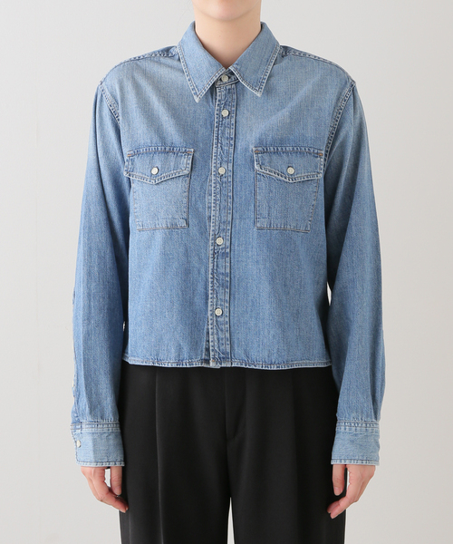 Citizens of humanity（シチズンズオブヒューマニティー）の「【CITIZENS OF HUMANITY/シチズンズ オブ ヒューマニティー】CROPPED DENIM SHIRT（シャツ/ブラウス・レディース・ブルー・FREE）」の8枚目の写真