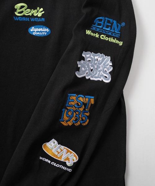 BEN DAVIS（ベンデイビス）の「【BEN DAVIS/ベンデイビス】ワンポイント ブランドロゴ＆バイカーロゴ スリーブ刺繍デザイン ビッグシルエット ロングスリーブTシャツ/ロンT（Tシャツ/カットソー・メンズ・ブラック/ダークオレンジ/パープル/ホワイト・XL/L/M）」の12枚目の写真