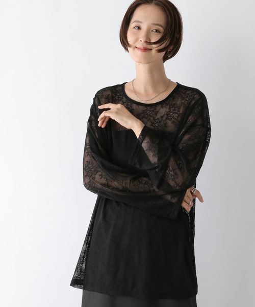 LEPSIM（レプシィム）の「レースロンT　140911（Tシャツ/カットソー・レディース・オフホワイト/ブラック・FREE）」の2枚目の写真