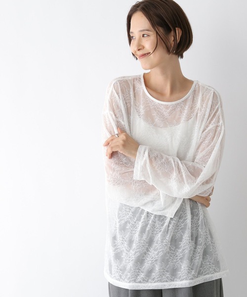 LEPSIM（レプシィム）の「レースロンT　140911（Tシャツ/カットソー・レディース・オフホワイト/ブラック・FREE）」の3枚目の写真