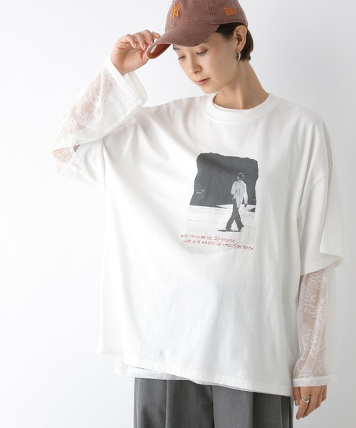 LEPSIM（レプシィム）の「レースロンT　140911（Tシャツ/カットソー・レディース・オフホワイト/ブラック・FREE）」の5枚目の写真