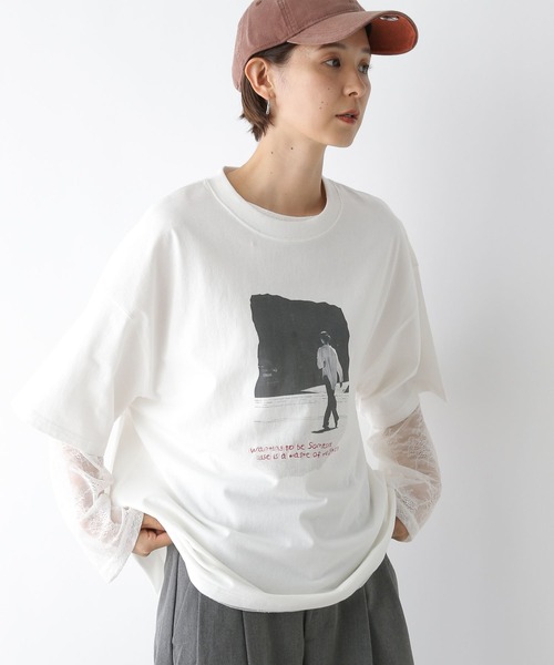 LEPSIM（レプシィム）の「レースロンT　140911（Tシャツ/カットソー・レディース・オフホワイト/ブラック・FREE）」の6枚目の写真