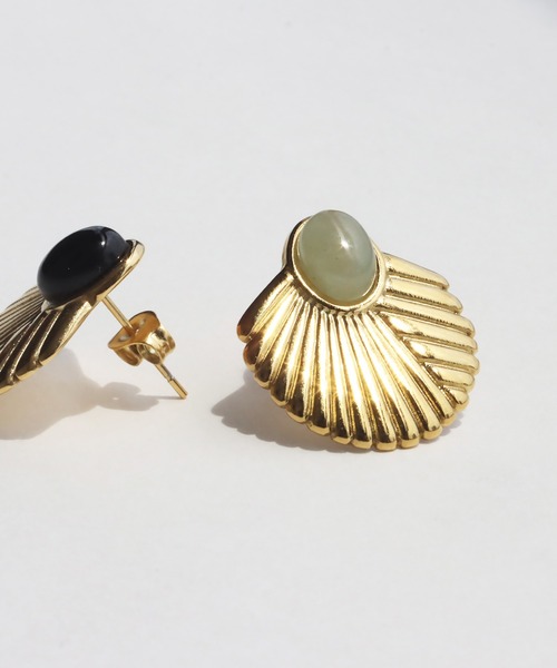 abaskdesign(アバスクデザイン)の「金属アレルギー対応 天然石エスニックピアス(ピアス(両耳用)・レディース・ブルー/グリーン/ブラック/ベビーピンク・FREE)」の8枚目の写真