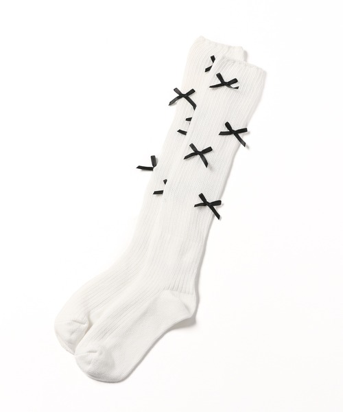 PAGEBOY（ページボーイ）の「リボンルーズソックス（その他小物・レディース・ブラック/オフホワイト・FREE）」の2枚目の写真