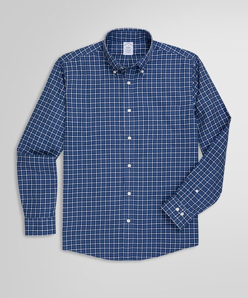 BROOKS BROTHERS（ブルックスブラザーズ）の「ストレッチコットンツイル チェック カジュアルシャツ Regular Fit（シャツ/ブラウス・メンズ・パープル/ダークブルー/ブラウン/オリーブ/ライトブルー/ホワイト×ブルー・X-LARGE/SMALL/MEDIUM/LARGE）」の6枚目の写真