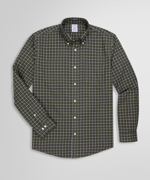 BROOKS BROTHERS（ブルックスブラザーズ）の「ストレッチコットンツイル チェック カジュアルシャツ Regular Fit（シャツ/ブラウス・メンズ・パープル/ダークブルー/ブラウン/オリーブ/ライトブルー/ホワイト×ブルー・X-LARGE/SMALL/MEDIUM/LARGE）」の4枚目の写真