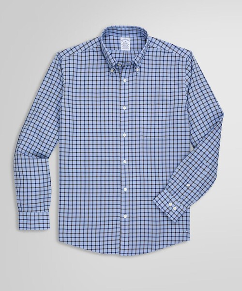 BROOKS BROTHERS（ブルックスブラザーズ）の「ストレッチコットンツイル チェック カジュアルシャツ Regular Fit（シャツ/ブラウス・メンズ・パープル/ダークブルー/ブラウン/オリーブ/ライトブルー/ホワイト×ブルー・X-LARGE/SMALL/MEDIUM/LARGE）」の5枚目の写真