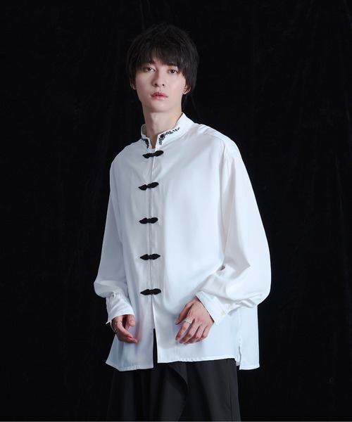 Ellno Loset(エルノロゼット)の「チャイナ刺繍ルーズシャツ(シャツ/ブラウス・メンズ・オフホワイト/ブラック/ブルーグレー・MEDIUM/SMALL/LARGE)」の11枚目の写真