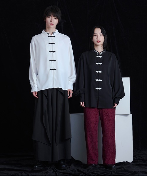 Ellno Loset(エルノロゼット)の「チャイナ刺繍ルーズシャツ(シャツ/ブラウス・メンズ・オフホワイト/ブラック/ブルーグレー・MEDIUM/SMALL/LARGE)」の20枚目の写真