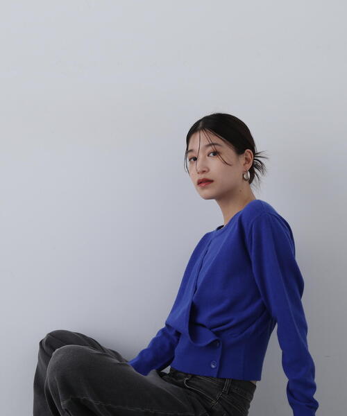 N.（N. Natural Beauty Basic）（エヌエヌナチュラルビューティーベーシック）の「◆カシュクール風ニット（ニット/セーター・レディース・ブルー/チャコールグレー/オフホワイト・MEDIUM）」の4枚目の写真