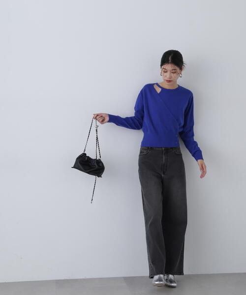 N.（N. Natural Beauty Basic）（エヌエヌナチュラルビューティーベーシック）の「◆カシュクール風ニット（ニット/セーター・レディース・ブルー/チャコールグレー/オフホワイト・MEDIUM）」の6枚目の写真