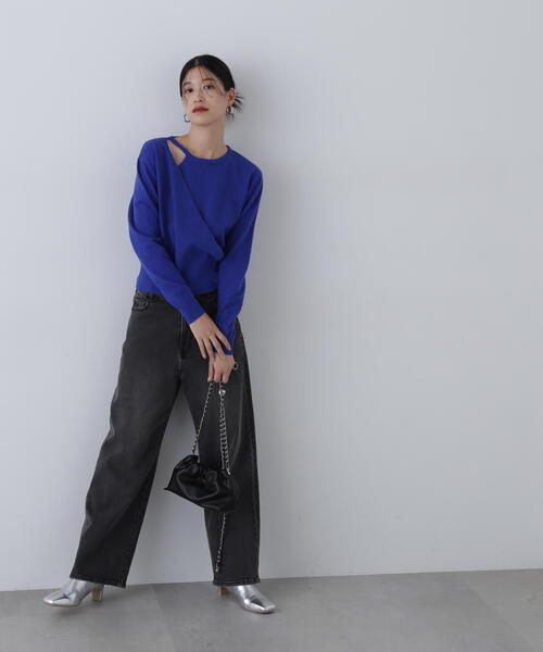 N.（N. Natural Beauty Basic）（エヌエヌナチュラルビューティーベーシック）の「◆カシュクール風ニット（ニット/セーター・レディース・ブルー/チャコールグレー/オフホワイト・MEDIUM）」の7枚目の写真