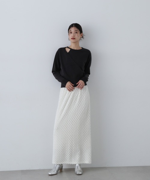 N.（N. Natural Beauty Basic）（エヌエヌナチュラルビューティーベーシック）の「◆カシュクール風ニット（ニット/セーター・レディース・ブルー/チャコールグレー/オフホワイト・MEDIUM）」の20枚目の写真