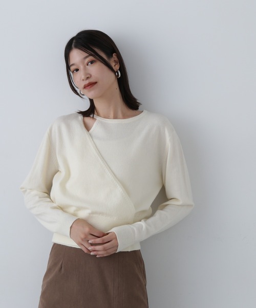 N.（N. Natural Beauty Basic）（エヌエヌナチュラルビューティーベーシック）の「◆カシュクール風ニット（ニット/セーター・レディース・ブルー/チャコールグレー/オフホワイト・MEDIUM）」の8枚目の写真