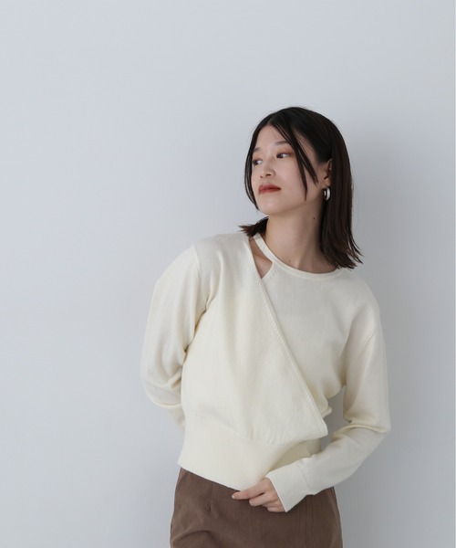 N.（N. Natural Beauty Basic）（エヌエヌナチュラルビューティーベーシック）の「◆カシュクール風ニット（ニット/セーター・レディース・ブルー/チャコールグレー/オフホワイト・MEDIUM）」の9枚目の写真