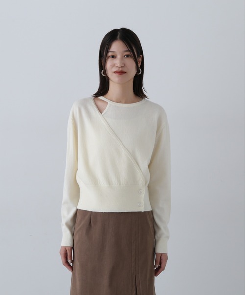 N.（N. Natural Beauty Basic）（エヌエヌナチュラルビューティーベーシック）の「◆カシュクール風ニット（ニット/セーター・レディース・ブルー/チャコールグレー/オフホワイト・MEDIUM）」の15枚目の写真