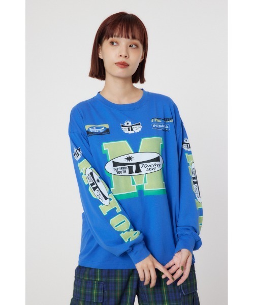 RODEO CROWNS WIDE BOWL(ロデオクラウンズワイドボウル)の「INTREPID YOUTH MOTOR L/S Tシャツ(Tシャツ/カットソー・レディース・オフホワイト/ブルー/ブラック/イエロー・MEDIUM/LARGE)」の4枚目の写真