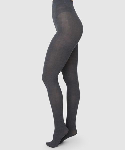 Ylva Wool Fishbone Tights Anthracite（タイツ/ストッキング）｜SWEDISH STOCKING（スウェディッシュストッキングス）