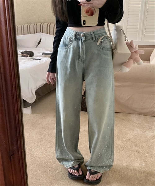 セール】ラインストーン付きデニムパンツ（デニムパンツ）｜Dream