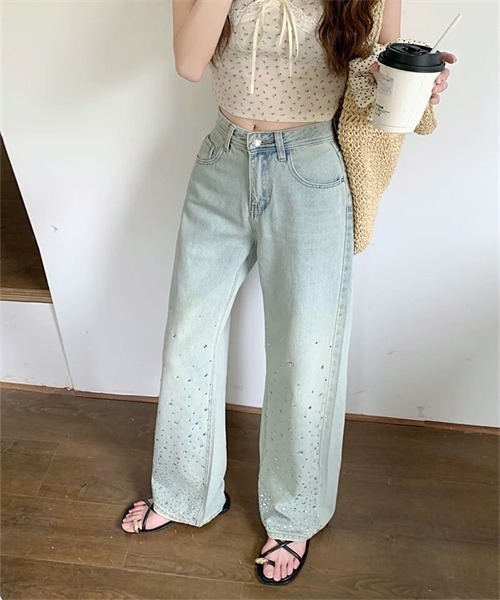 セール】ラインストーン付きデニムパンツ（デニムパンツ）｜Dream