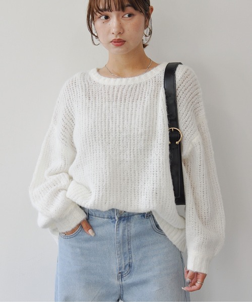 Meli rich(メリーリッチ)の「シアーメッシュニットプルオーバー(ニット/セーター・レディース・ブラック/オフホワイト/チャコールグレー/レッド・FREE)」の19枚目の写真