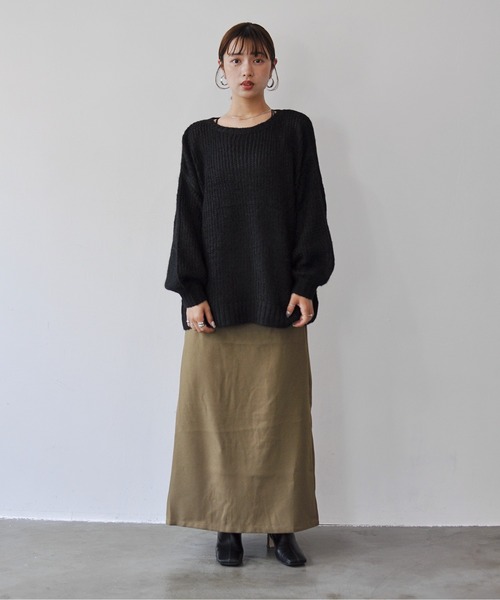 Meli rich(メリーリッチ)の「シアーメッシュニットプルオーバー(ニット/セーター・レディース・ブラック/オフホワイト/チャコールグレー/レッド・FREE)」の14枚目の写真