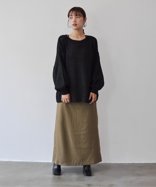 Meli rich(メリーリッチ)の「シアーメッシュニットプルオーバー(ニット/セーター・レディース・ブラック/オフホワイト/チャコールグレー/レッド・FREE)」の15枚目の写真